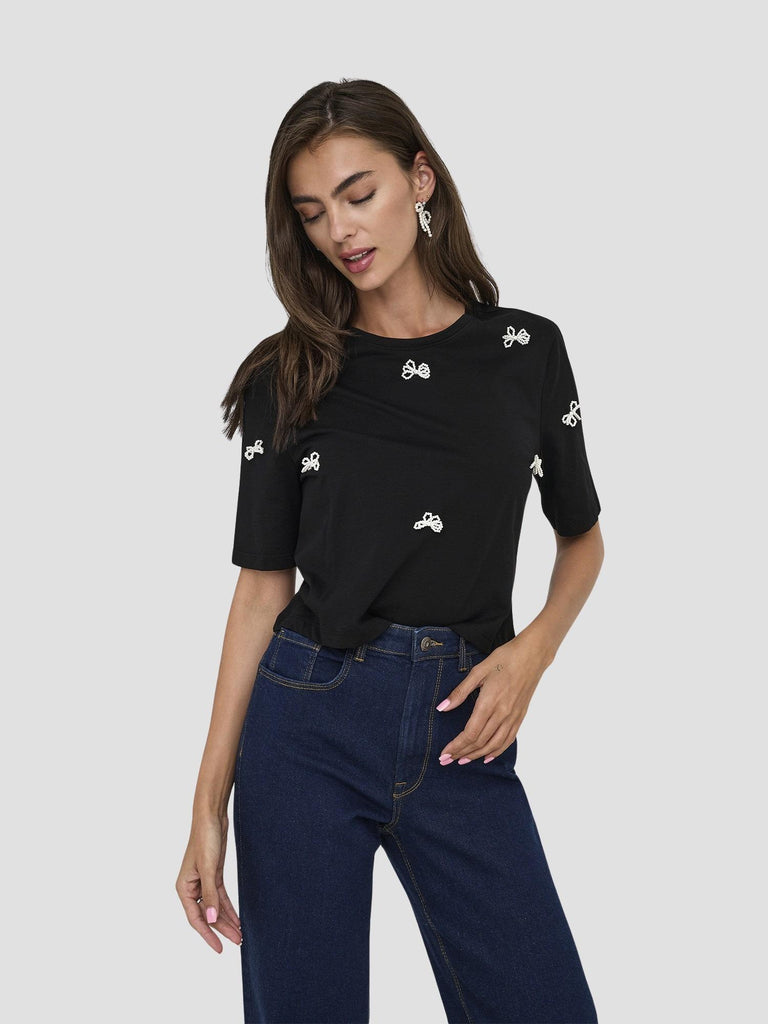 ONLJONI LIFE S/S O-NECK TOP BOX JRS 15352447 BLACK ONLY 