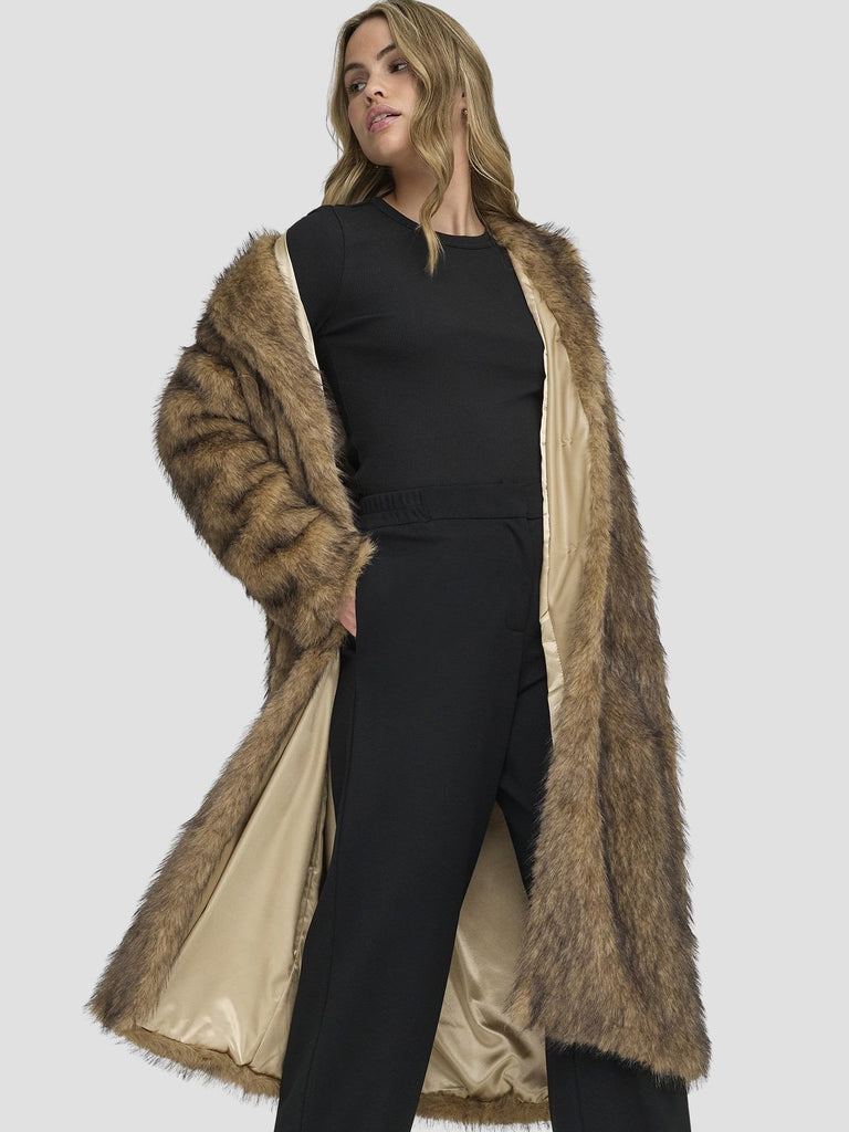 ONLDAWN LIFE LONG FAUX FUR COAT OTW 15352794 TANNIN ONLY 