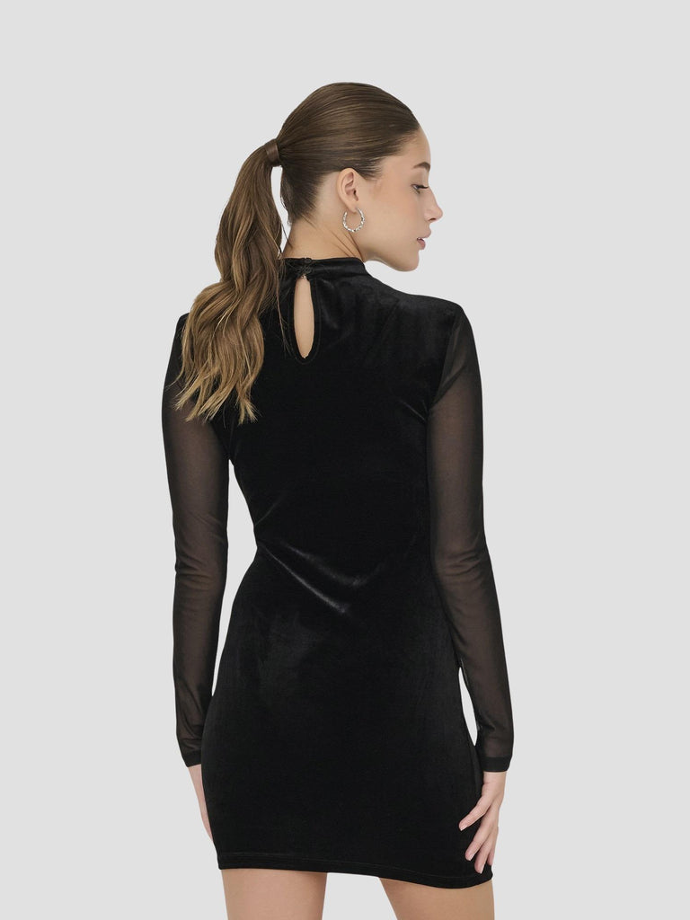 ONLSMOOTH L/S MESH MIX SHORT DRESS JRS 15360667 BLACK ONLY 