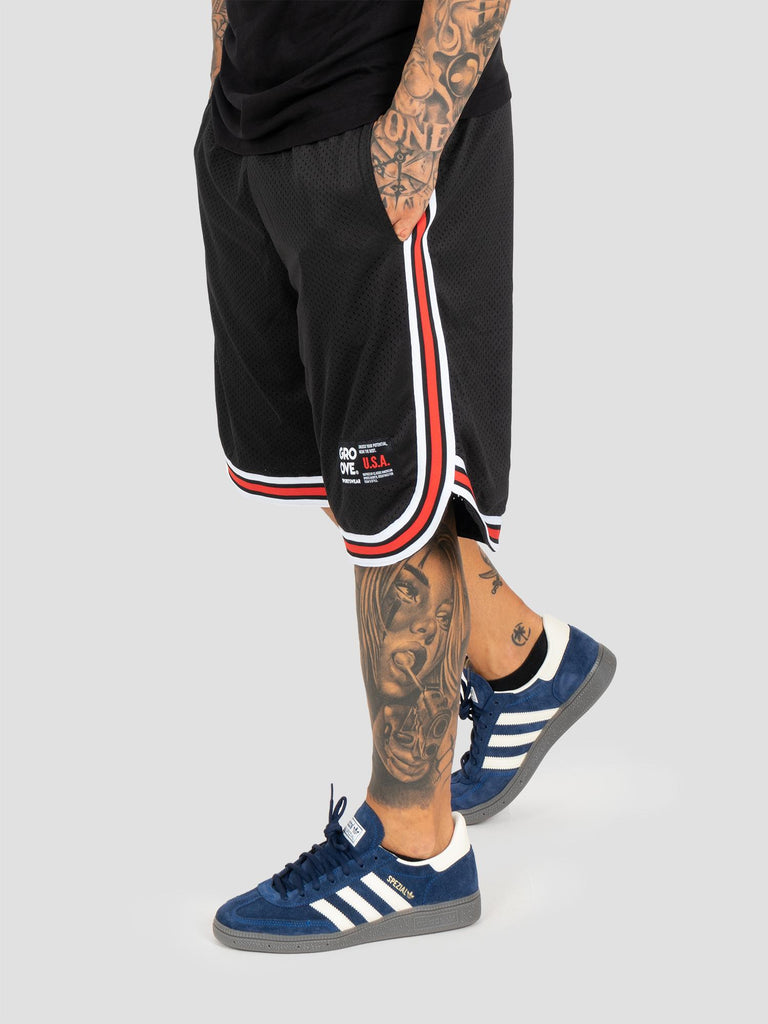 BASKETBALL SHORT MESH BANDE BSKSH001 BLACK GROOVE 