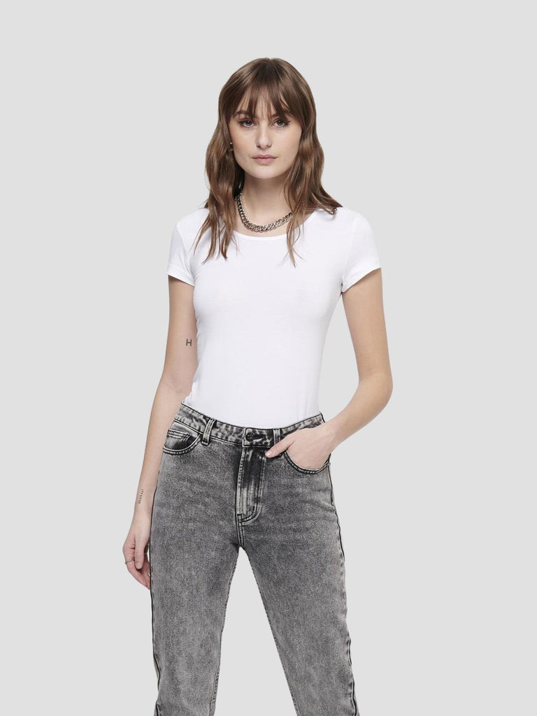 LIVE LOVE LIFE S/S ONECK TOP NOOS JRS 15205059 WHITE ONLY 