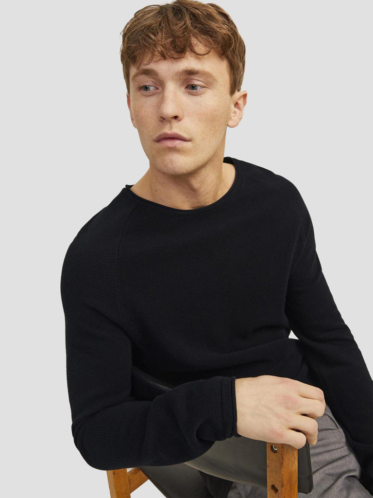 HILL KNIT CREW NECK NOOS 12157321 BLACK JACK&JONES 