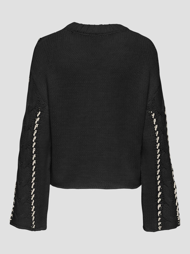 ONLTESSA LS CABEL STITCH O-NECK CC KNT 15350461 BLACK ONLY 