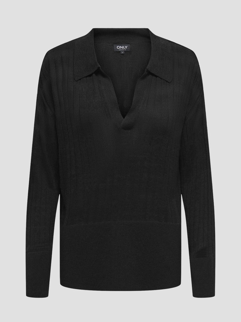 ONLTARA LS RIB POLO CC KNT 15350701 BLACK ONLY 