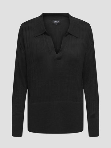 ONLTARA LS RIB POLO CC KNT 15350701 BLACK ONLY 