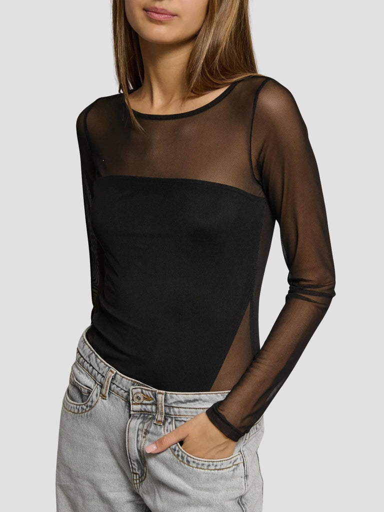 BODY MANICA LUNGA IN RETE BINGO NERO SUITE BENEDICT 