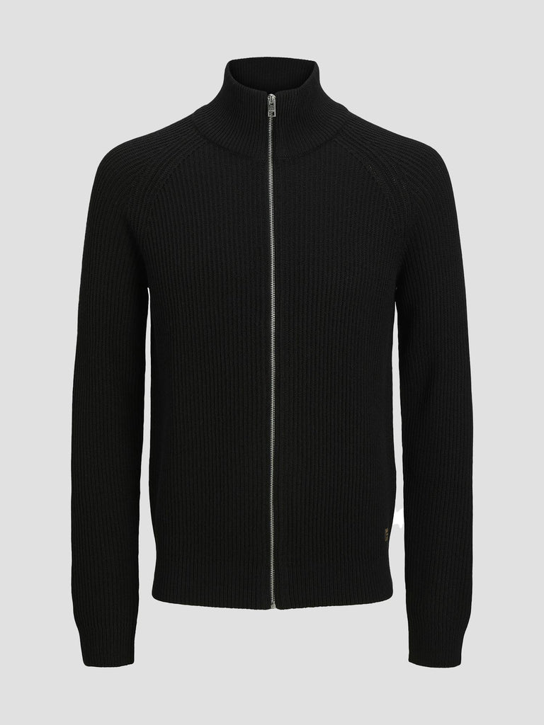 JJPANNEL KNIT ZIP CARDIGAN AW25 12278920 BLACK JACK&JONES 