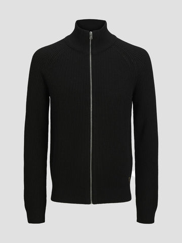 JJPANNEL KNIT ZIP CARDIGAN AW25 12278920 BLACK JACK&JONES 
