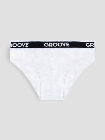 BRIEF SINGLE PACK UND001 WHITE GROOVE 