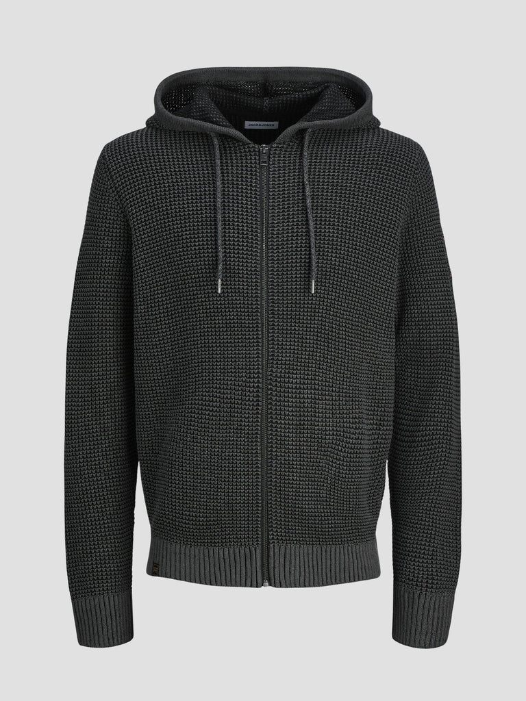 JJETHAN KNIT ZIP HOODIE 12278966 BLACK JACK&JONES 