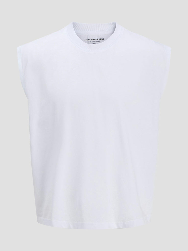 JCOINFINITY WASH CROP SL CREW NECK<BR/> 12276741 BRIGHT WHITE JACK&JONES 