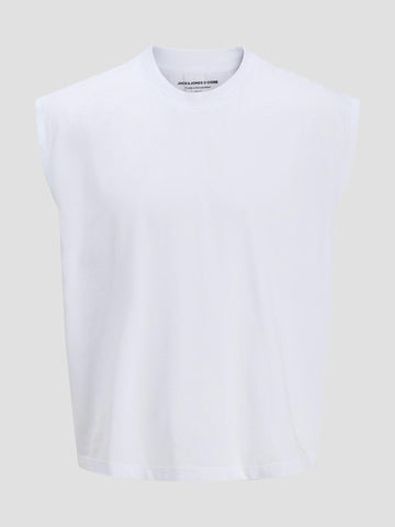JCOINFINITY WASH CROP SL CREW NECK<BR/> 12276741 BRIGHT WHITE JACK&JONES 