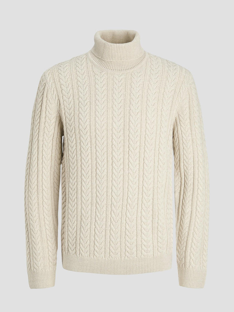 JPRBLUSEAN KNIT CABLE ROLL NECK 12283489 SILVER LINING JACK&JONES 