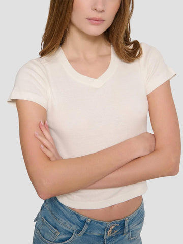 TSHIRT SCOLLO A V TINDER-Y252 OFFWHITE SUITE BENEDICT 