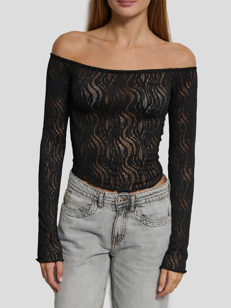 TOP OFFSHOULDER RETE ARAGOSTA BLACK SUITE BENEDICT 