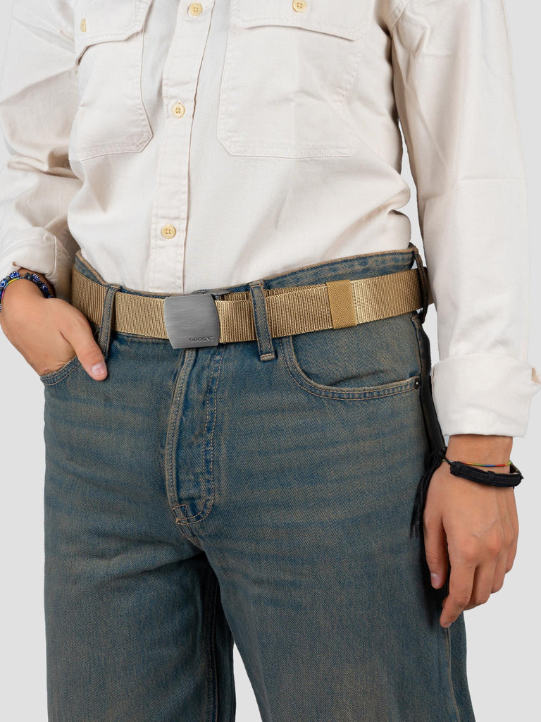 NYLON CANVAS BELT GRO4005 BEIGE GROOVE 