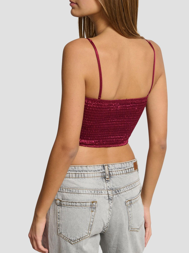 TOP BUSTINO ELASTICO EFFETTO RASO ALISON BORDEAUX SUITE BENEDICT 