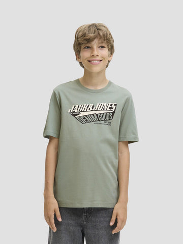 JJELOGO TEE SS ONECK 2 COL AW25 NOOS JNR 12280070 ICEBERG GREEN JACK&JONES 