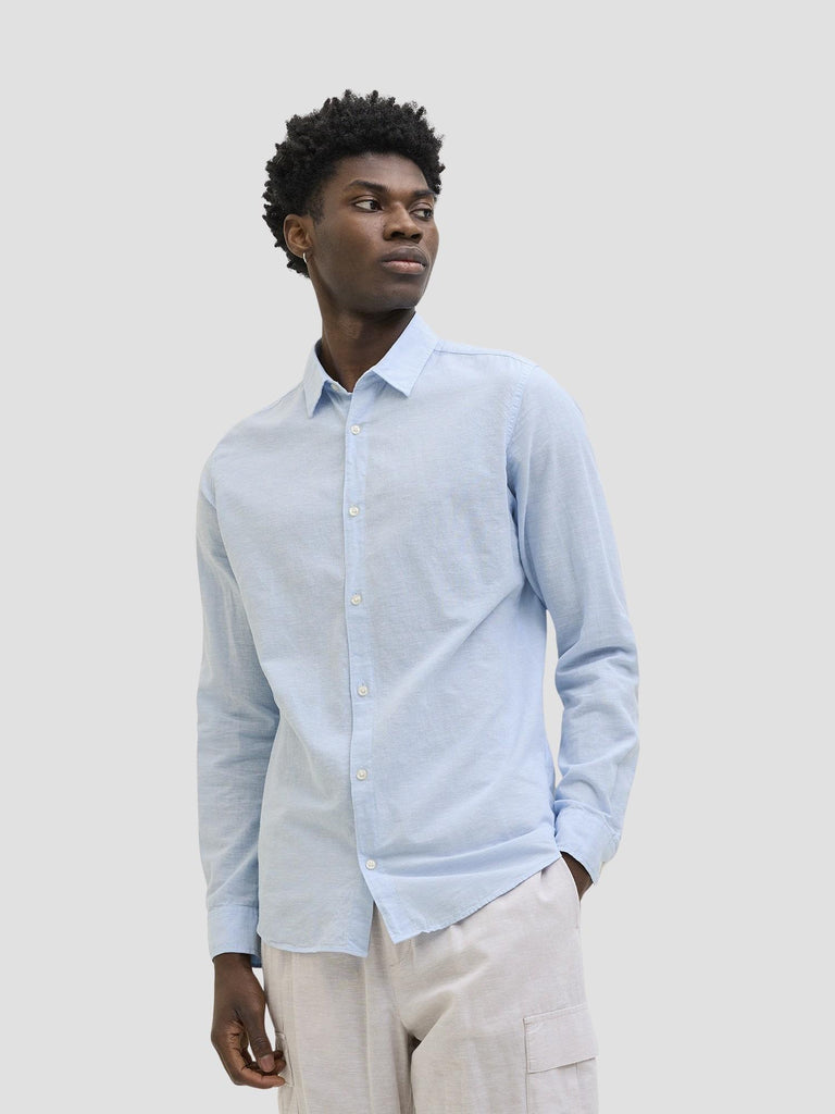 JJEBREEZE LINEN BLEND SHIRT LS SN 12268964 CHAMBRAY BLUE JACK&JONES 