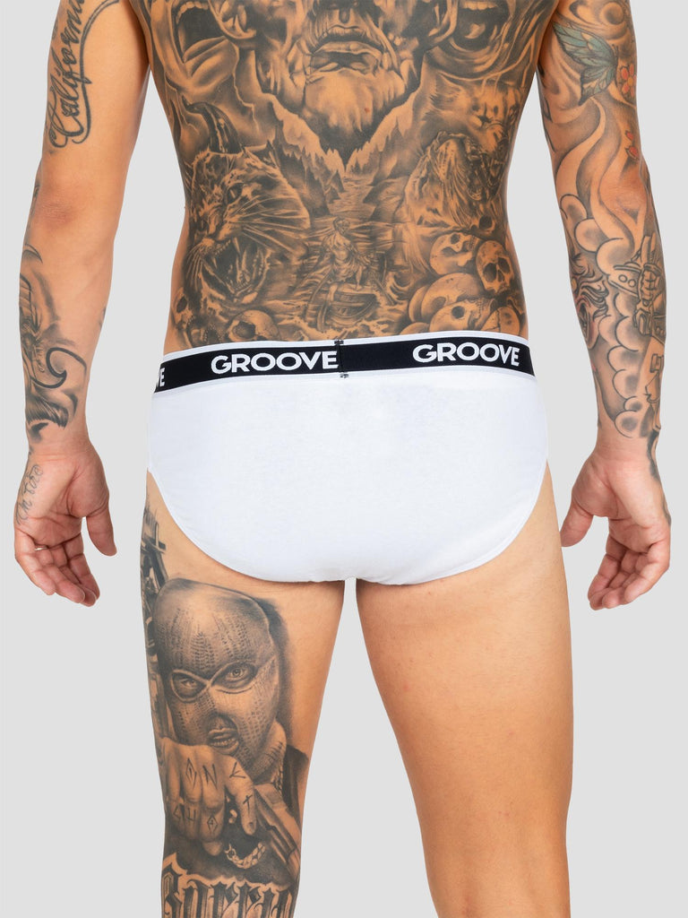 BRIEF SINGLE PACK UND001 WHITE GROOVE 