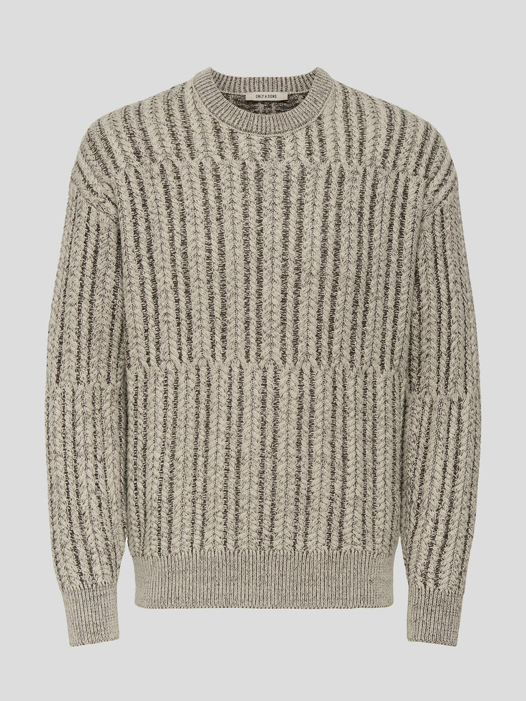 ONSFILL RLX LS CABEL CREW KNIT 22035126 SILVER LINING ONLY&SONS 