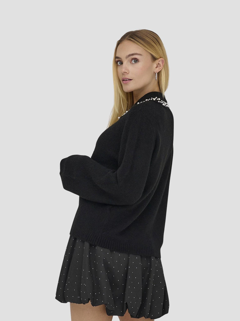 JDYAUBRAY LIFE L/S PEARL COLLAR PULL KNT 15359787 BLACK JACQUELINE DE YONG 
