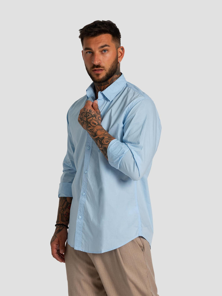 CONFORT FIT BASIC BUTTON DOWN SHIRT014 LIGHT BLUE GROOVE 