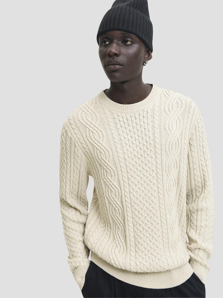 JPRBLUSEAN KNIT CABLE CREW NECK SN 12283486 SILVER LINING JACK&JONES 