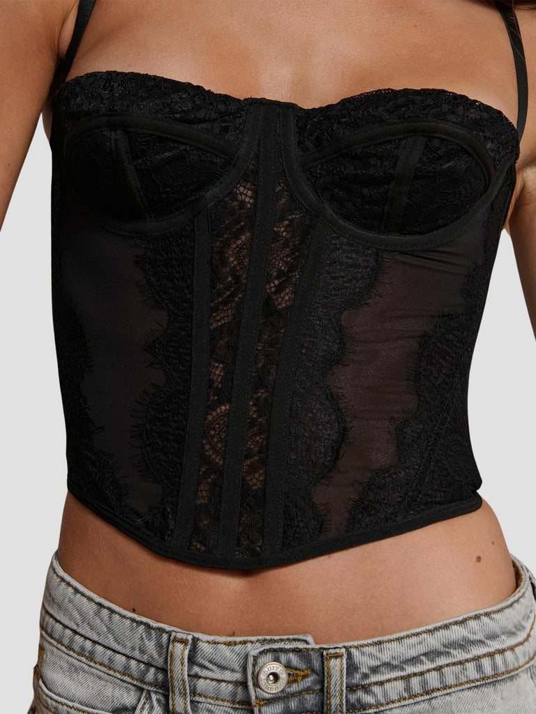 BUSTINO STECCATO IN PIZZO AGAIN NERO SUITE BENEDICT 