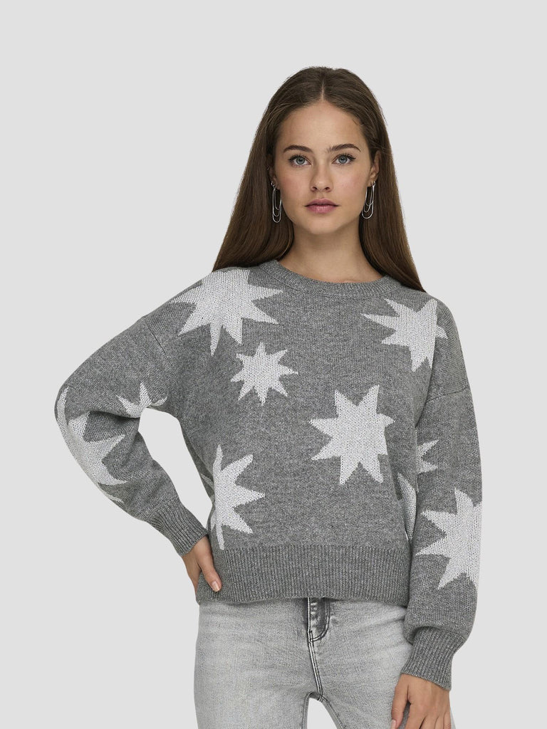 ONLROSIE LS O-NECK GLITTER KNT 15328250 MEDIUM GREY MELANGE ONLY 