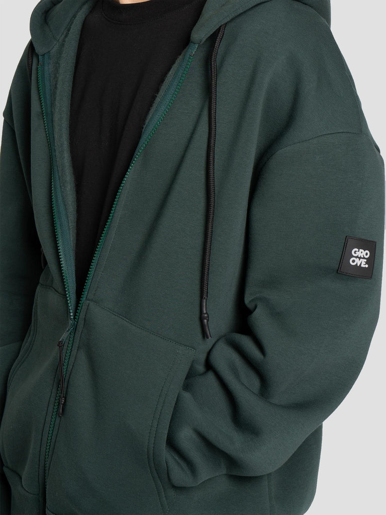 ZIP PATCH POLY HOODIE BARL351 VERDE BOSCO GROOVE 