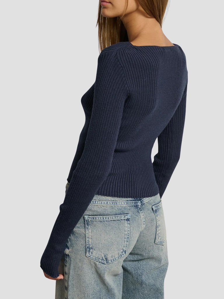 MAGLIA MANICA LUNGA A COSTINE PANCHINA-NEW252 DK NAVY SUITE BENEDICT 