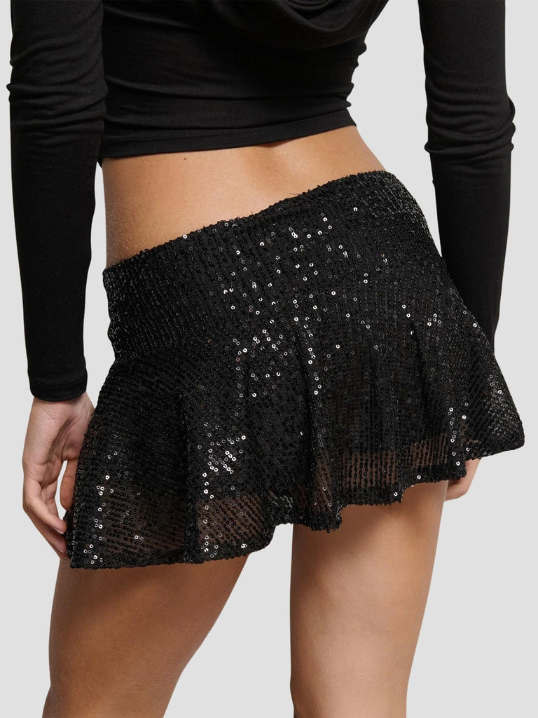 SKORT IN PAILLETTES FEYRON NERO SUITE BENEDICT 