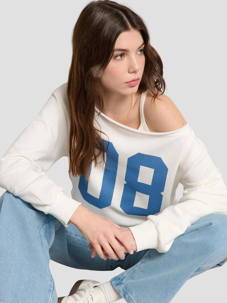 FELPA OFFSHOULDER CON STAMPA KAMAYA-ZEIGHT OFFWHITE SUITE BENEDICT 