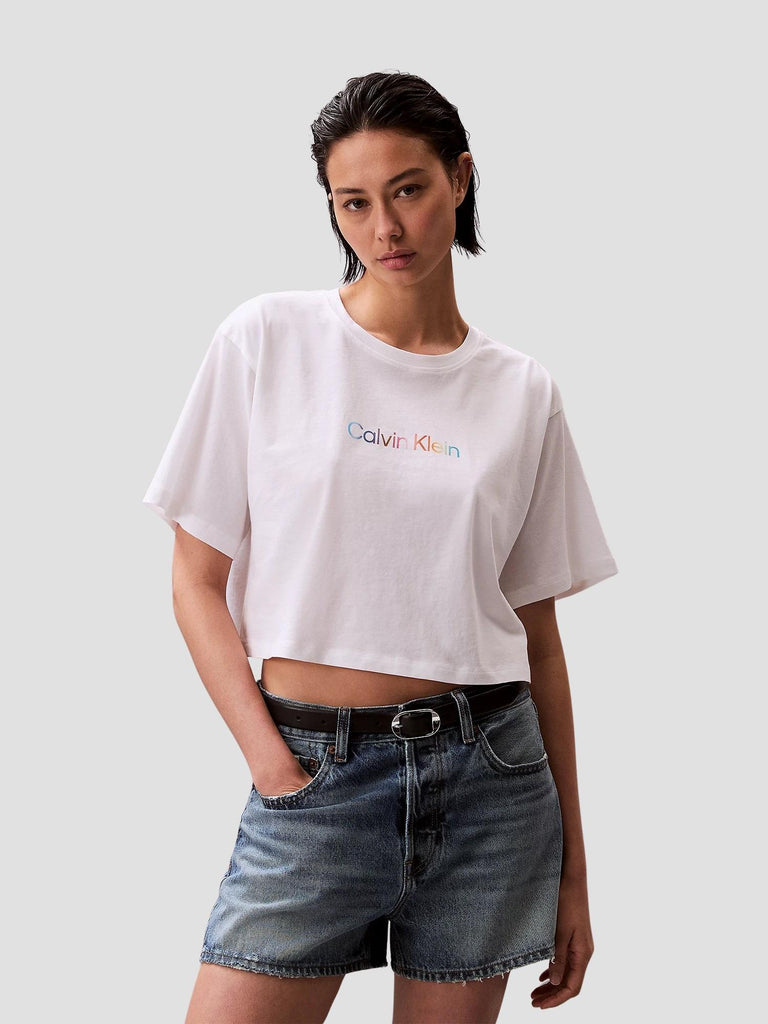 COTTON BOXY CROP PRIDE TEE QS7470 100 CALVIN KLEIN 