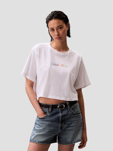 COTTON BOXY CROP PRIDE TEE QS7470 100 CALVIN KLEIN 