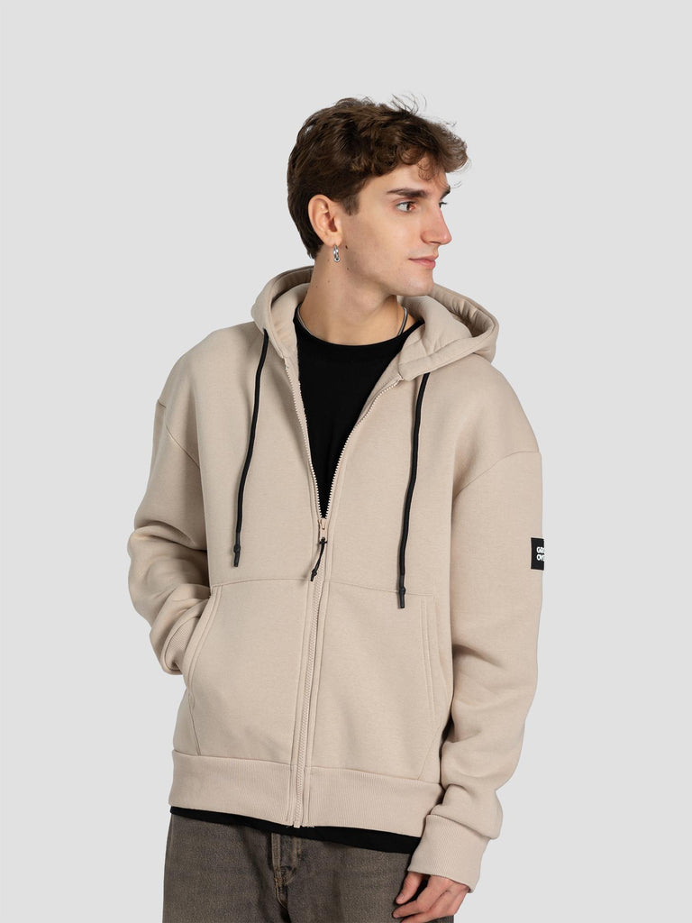ZIP PATCH POLY HOODIE BARL351 SABBIA GROOVE 