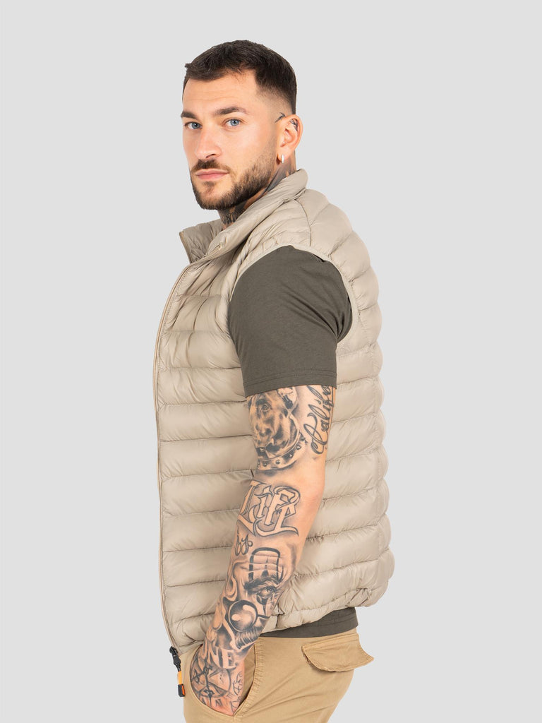 DOWNJACKET VEST IF HOODI ZIP FLUO DOWN2 KHAKI GROOVE 