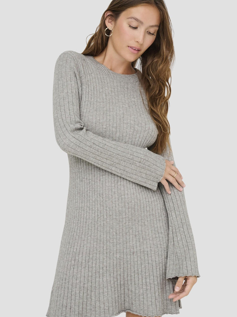 ONLMICHELLA LS O-NECK DRESS NCA KNT 15352211 MEDIUM GREY MELANGE ONLY 