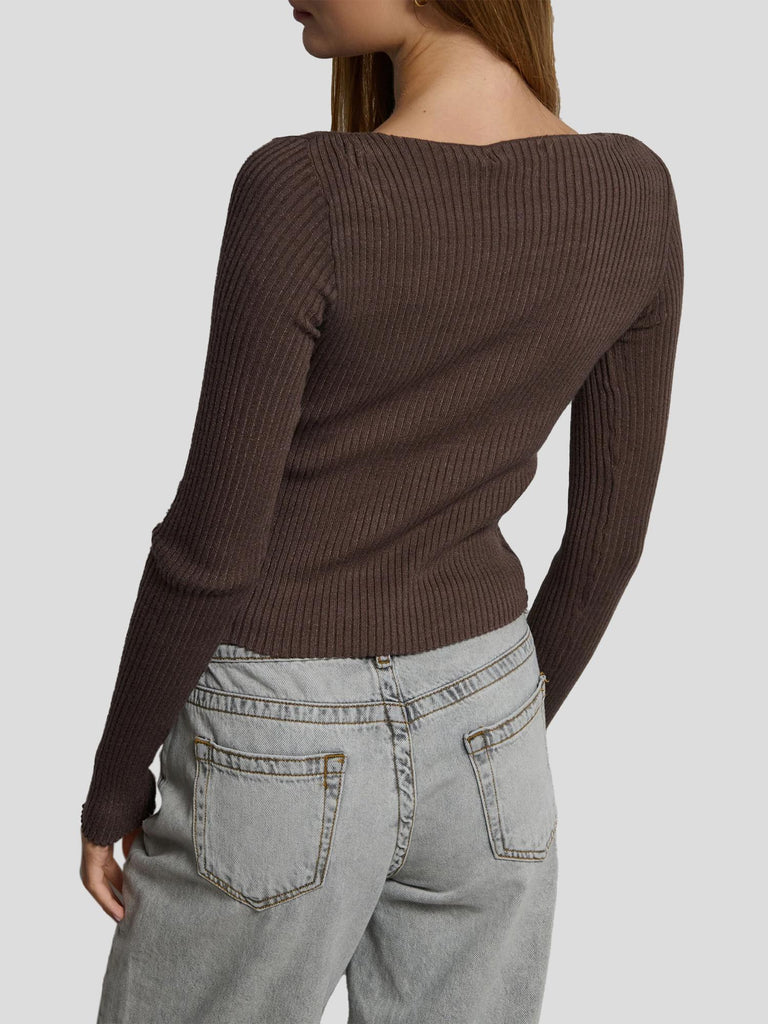 MAGLIA MANICA LUNGA A COSTINE PANCHINA-NEW252 BROWN SUITE BENEDICT 
