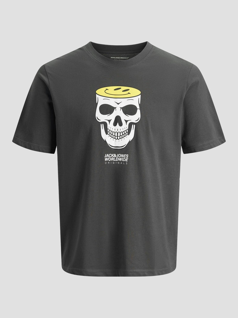 JORHOLIDAY SKULL TEE SS CN 12285754 ASPHALT JACK&JONES 