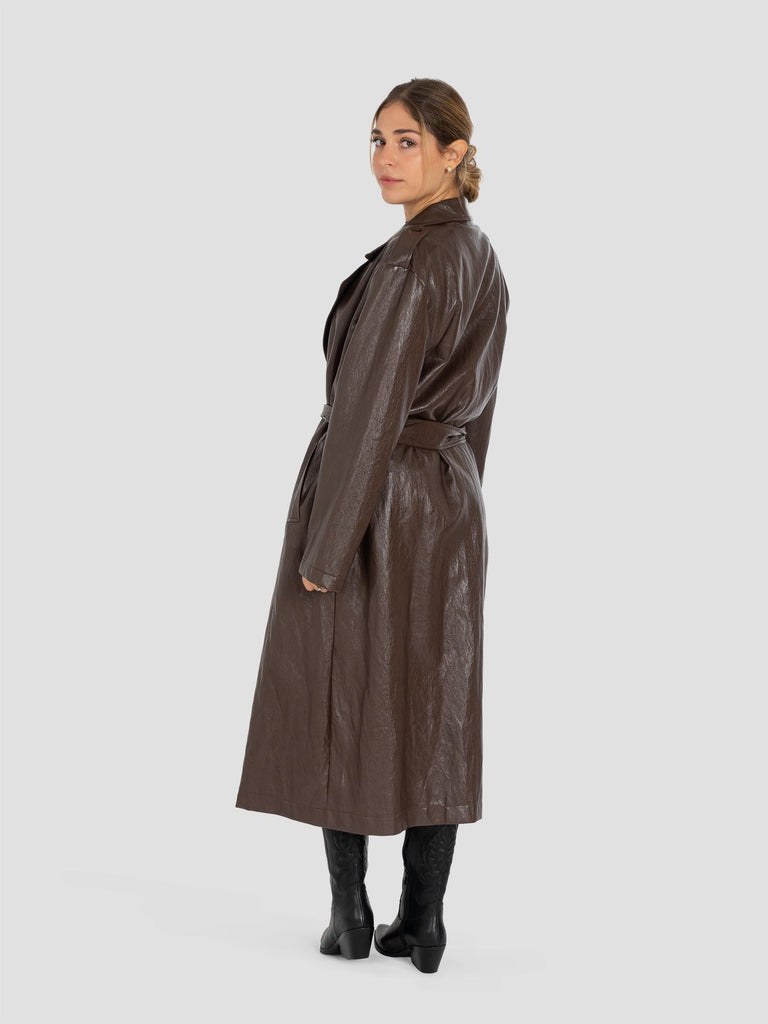 TRENCH LUNGO ECOPELLE LUCIDO GI127 MARRONE GROOVE 
