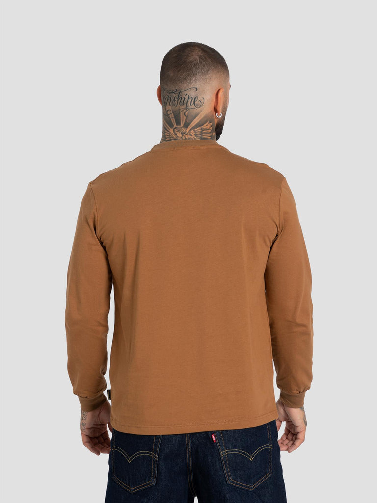GROOVE T SHIRT MANICA LUNGA CON TASCHINO IN COTONE AMERICANO BARL111 TABACCO GROOVE 