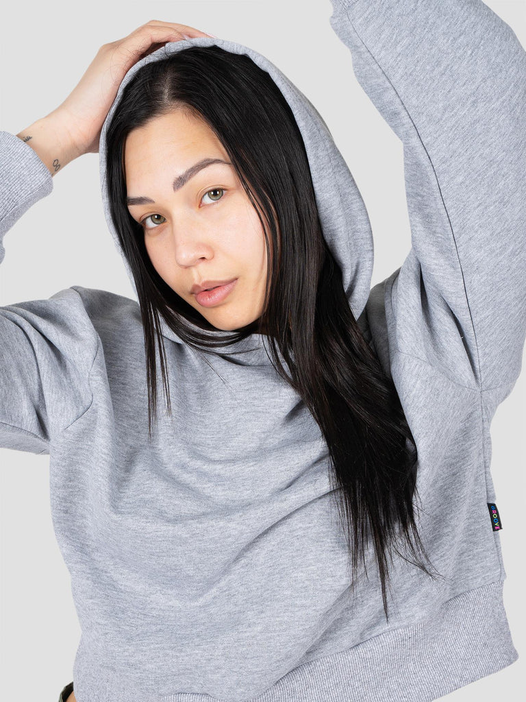 GROOVE FELPA CAPPUCCIO CHIUSO COSTA ALTA CROP BARL338W GRIGIO MELANGE GROOVE 