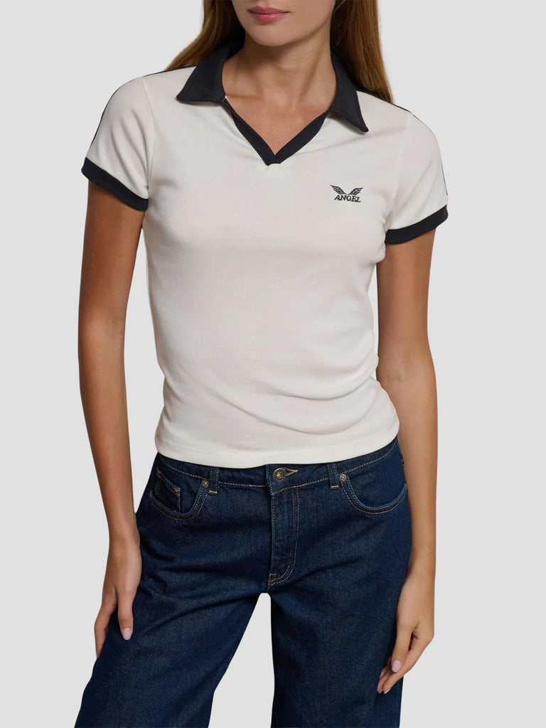 POLO BICOLOR CON RICAMO LONELY-WINGS OFFWH-MIDNIGHT SUITE BENEDICT 