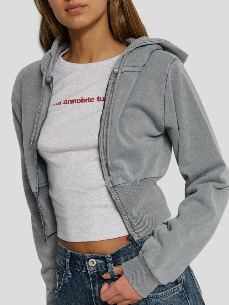 FELPA CROP EFFETTO CORSETTO KREPE252 GREY WASHED SUITE BENEDICT 