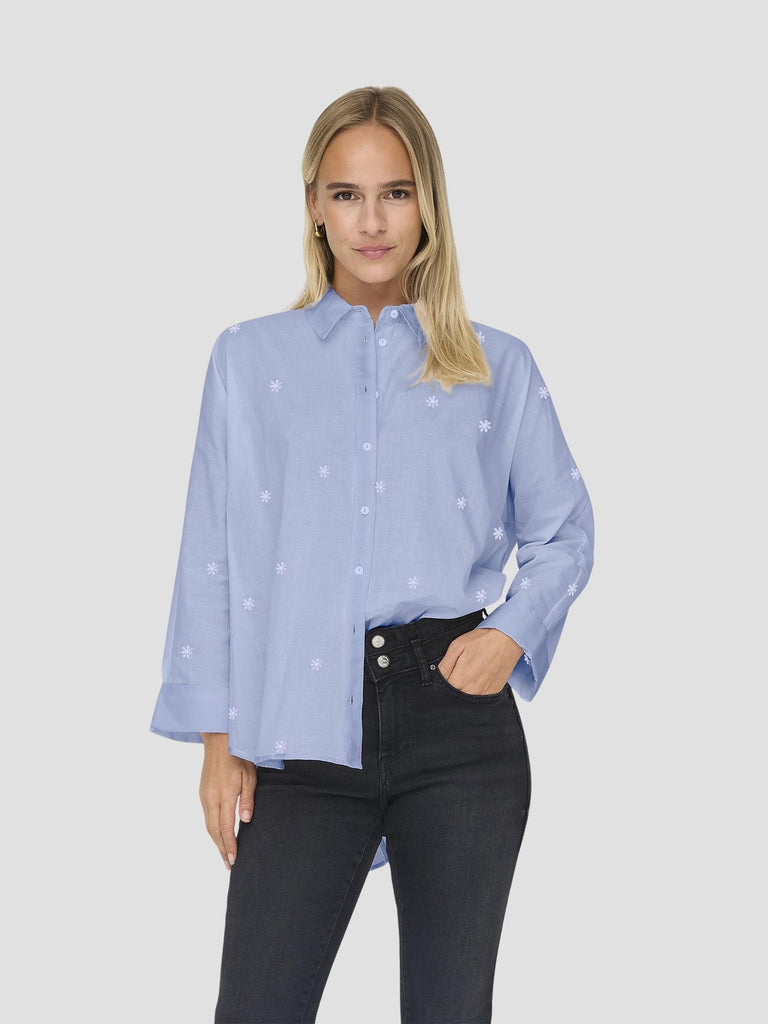 ONLNEW LINA GRACE LS EMB SHIRT NOOS WVN 15283743 WHITE FLOWERS ONLY 