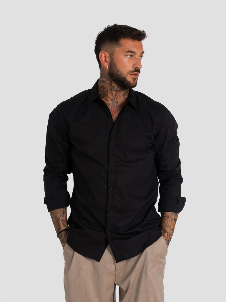 CONFORT FIT BASIC BUTTON DOWN SHIRT014 BLACK GROOVE 