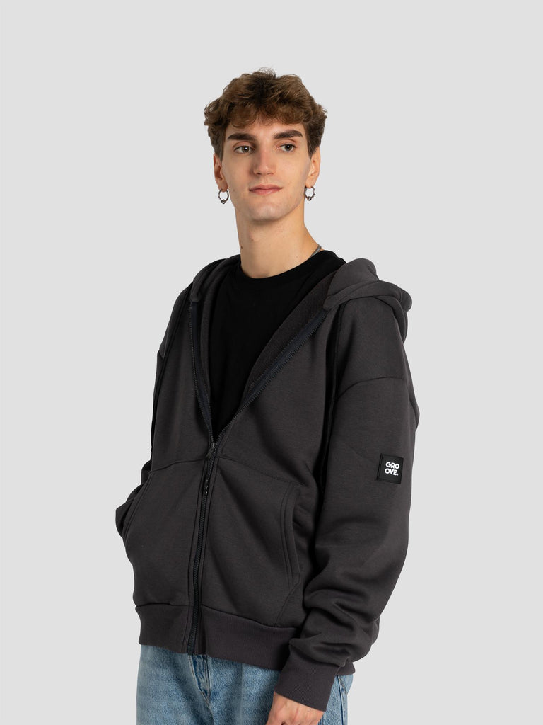 ZIP PATCH POLY HOODIE BARL351 PIOMBO GROOVE 