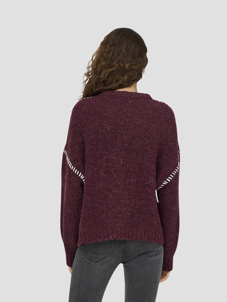 JDYZOEY LIFE L/S ON STITCH PULL KNT NOOS 15336758 MAROON BANNER JACQUELINE DE YONG 